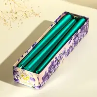 Свечи античные, 1.9&times;20 см, набор 6 шт., зелёный металлик