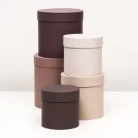 Набор шляпных подарочных коробок 5 в 1, песочный, 23&times;23-15&times;15 см