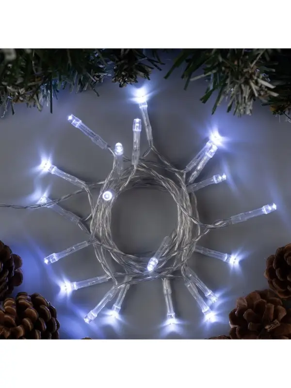 Гирлянда &laquo;Нить&raquo; 2 м, IP20, прозрачная нить, 20 LED, свечение белое, 2 режима, AAх3