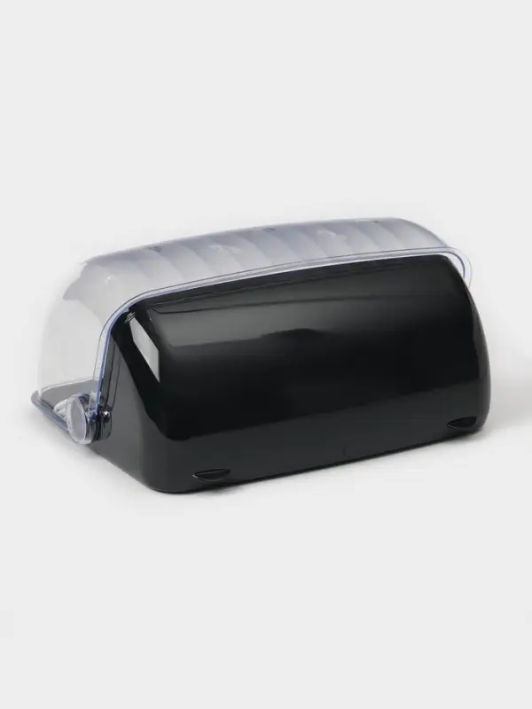 Хлебница с крышкой &laquo;Рондо&raquo;, 34&times;26&times;15.5 см, пластик, чёрная