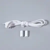 Шнурки для обуви, пара, плоские, с фиксатором, эластичные, 6 мм, 100 см, белые