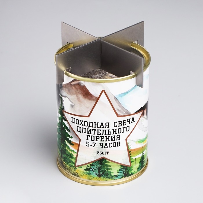Свеча в жестяной банке походная  Свеча в жестяной банке походная "Звезда", 7,5х9,5 см, тип№1