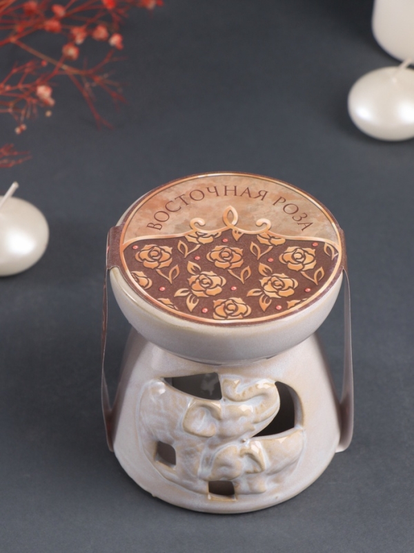 Набор: аромалампа для эфирных масел, мелтсы из воска ароматические «Слон со слонёнком», светлый беж, 10×10×9 см Набор: аромалампа для эфирных масел, мелтсы из воска ароматические «Слон со слонёнком», светлый беж, 10×10×9 см