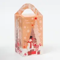 Подарочная коробка Новогодняя Четырехгранка большая «Елочки» 10×10×18 см