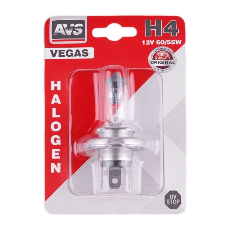Галогенная лампа AVS Vegas в блистере H4.12V.60/55W.1шт.