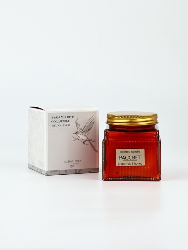 Свеча ароматическая Свеча ароматическая "Рассвет", соевый воск, 120 гр, аромат грейпфрут и мёд