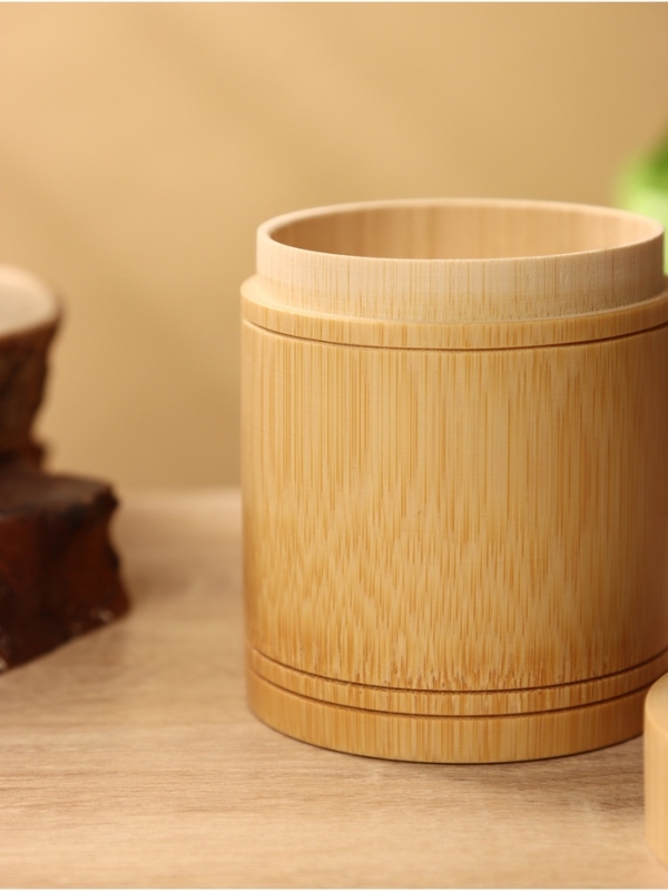Банка для чая 11 см, бамбук  +/-  2 см.