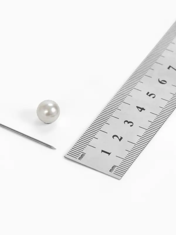 Основа &laquo;Брошь-игла&raquo; с бусиной d=1 см (набор 5 шт.), L=5 см, площадка 1.5 см, цвет серебро