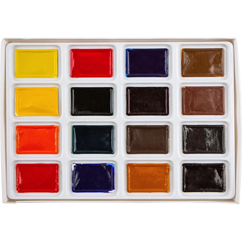 Краски акварельные Сонет 16цв х 2,5мл в наб., кюветы 3541138