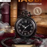 Часы карманные &laquo;Классика&raquo;, кварцевые, d=4.5 см, цепочка 37 см, с компасом