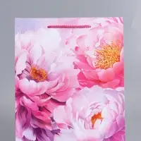 Пакет подарочный ламинированный "Пионы" 26 х 12 х 32 см