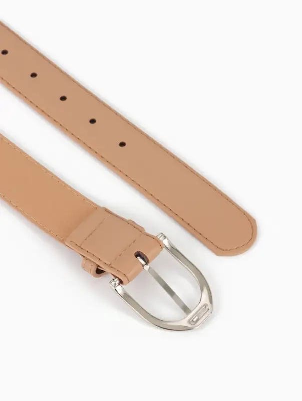 Ремень женский, 3.5&times;110 см, 1 прокол, серебристая пряжка, без винта, бежевый