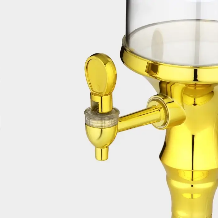 Башня пивная &laquo;Петронас&raquo;, 3 л, колба для льда, подсветка, 2 батарейки AG3, пластик, золотистая