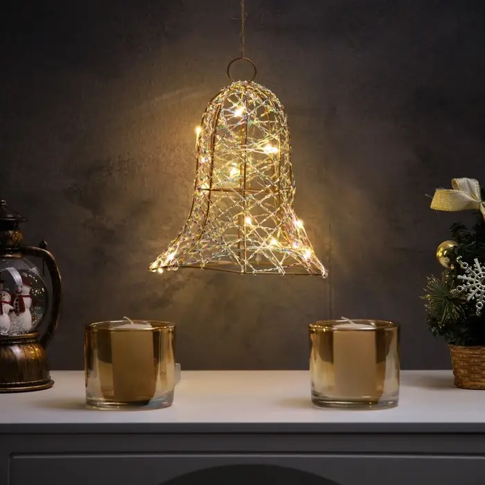 Светодиодная фигура &laquo;Колокол&raquo; 20&times;15&times;15 см, 20 LED, от батареек AAx2, свечение тёплое белое