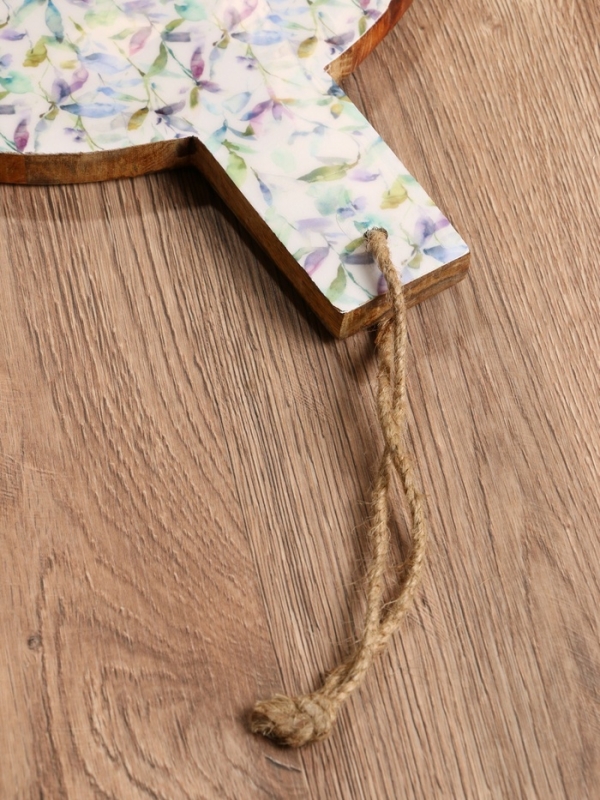 Доска разделочная круглая "Оттенки сирени" дерево манго 36х28 см