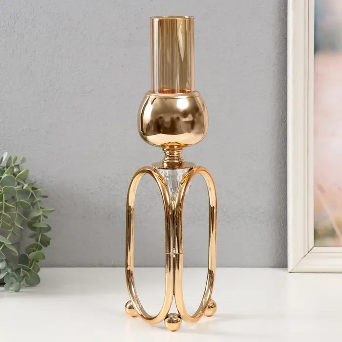 Подсвечник на 1 свечу &laquo;Сервилия&raquo;, под золото, d=4.5 см, 11&times;11&times;34.7 см