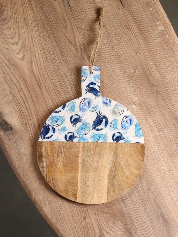 Доска разделочная круглая Доска разделочная круглая "Крабы" дерево манго 36х28 см