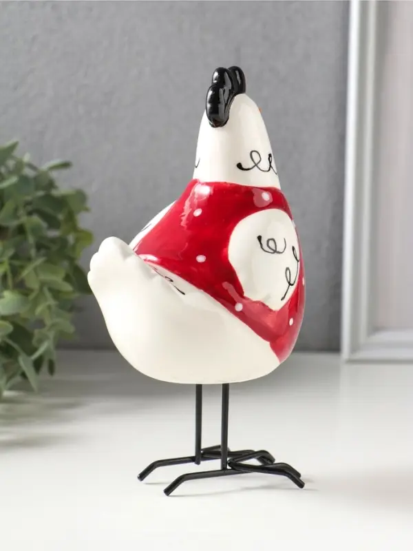 Сувенир керамика "Курочка красная в белый горошек" 9,7х8,2х17,4 см