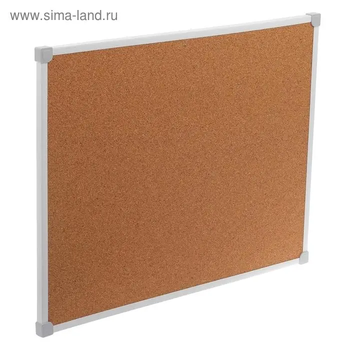 Доска пробковая Calligrata, 45&times;60 см, в ПВХ рамке белого цвета, серые уголки