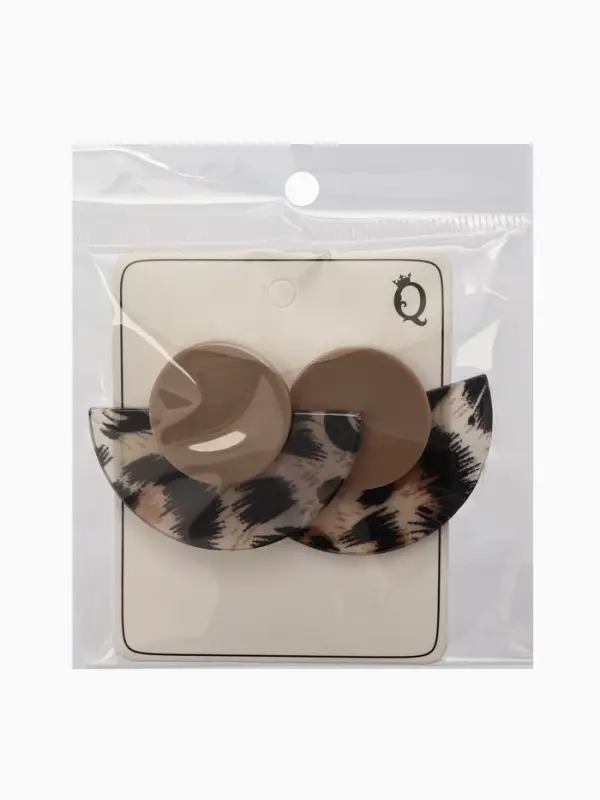 Серьги пластик &laquo;Танзания&raquo;, полукруг бежевый леопард, цветные