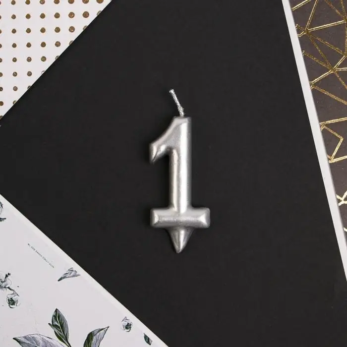 Свеча для торта, цифра «1», серебро. Свеча для торта, цифра «1», серебро.
