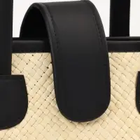 Сумка плетёная на застёжке из пандана, 35&times;12&times;40 см, бежево-чёрная