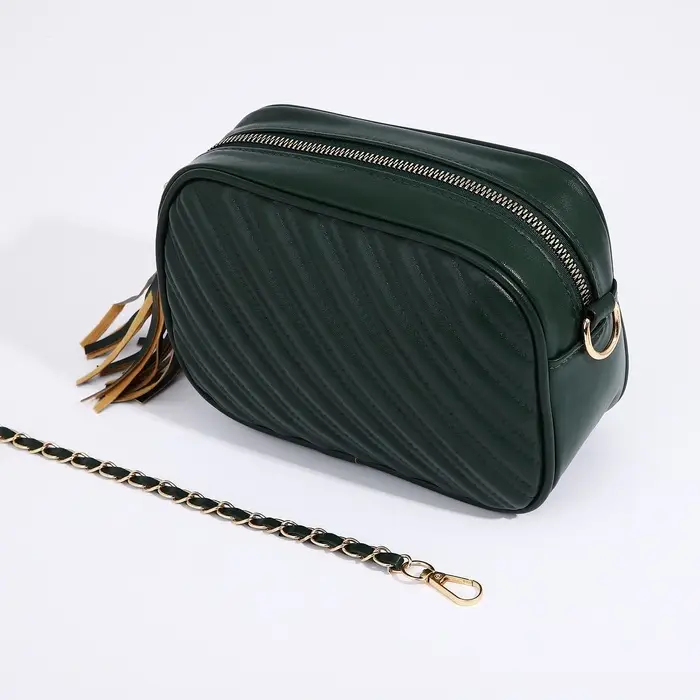Сумка женская кросс-боди на молнии, 21&times;7&times;14 см, зелёный