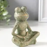 Сувенир чугун "Лягуха - дзен" зелёная патина 10х11,5х4,5 см