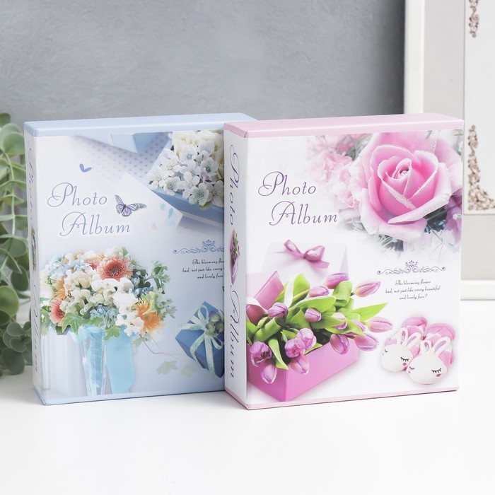 Фотоальбом на 40 фото 10х15 см Фотоальбом на 40 фото 10х15 см "Цветочный" в коробке МИКС 17х14х4,5 см