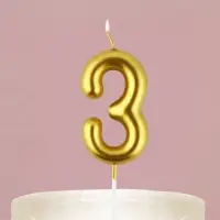 Свеча для торта, цифра «3», золото, 9,5 х 4 см