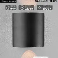 Светильник фасадный &laquo;Полусфера&raquo;, FSD-007, 2 Вт, 3000К, 1 луч, IP65, 220 В, металл, чёрный