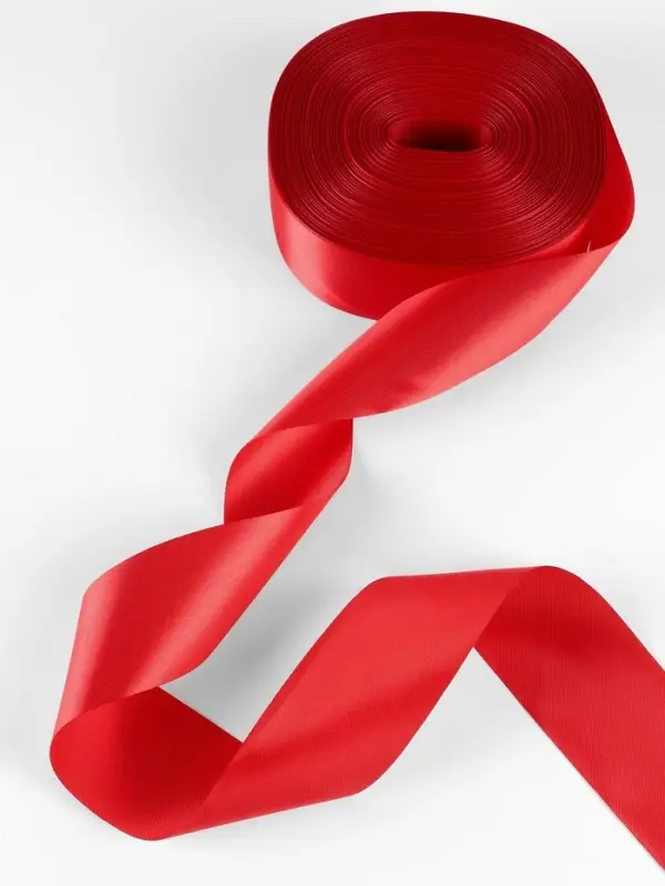 Лента атласная, 50 мм, 100&plusmn;5 м, красная