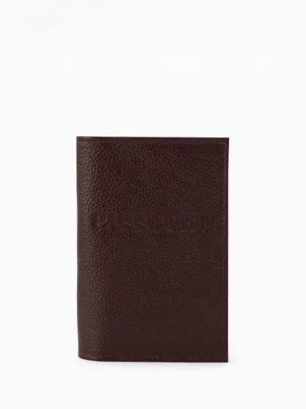 Обложка для паспорта, натуральная кожа, флотер, коричневая