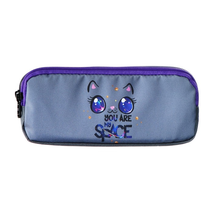 Пенал мягкий, 2 отделения, объёмный, 90 х 220 х 40 мм, Stavia Пенал мягкий, 2 отделения, объёмный, 90 х 220 х 40 мм, Stavia "Кошка космос" серый 86202