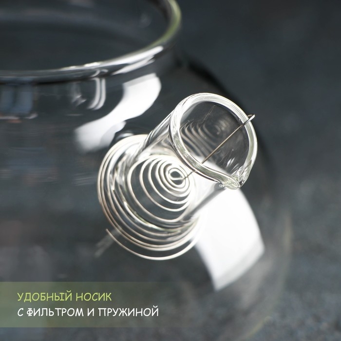 Чайник стеклянный заварочный с бамбуковой крышкой и металлическим фильтром Magistro «Эко», 800 мл, 20×13×12 см Чайник стеклянный заварочный с бамбуковой крышкой и металлическим фильтром Magistro «Эко», 800 мл, 20×13×12 см