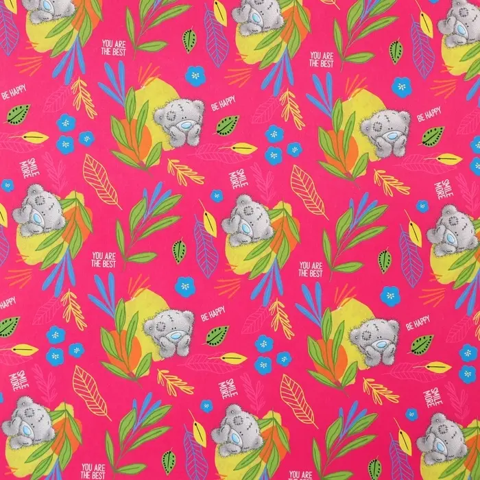 Бумага упаковочная глянцевая «Цветы», розовая, 70х100 см