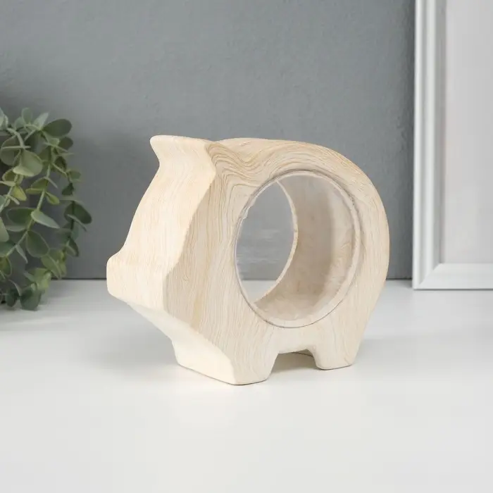 Копилка для денег &laquo;Свинья с пустым животом&raquo;, керамика под дерево, 16&times;6.6&times;13.5 см