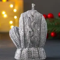 Свеча "Варежка", лак серебро