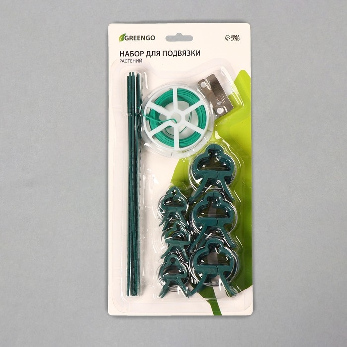 Набор для крепления растений: проволока - 18 м, прищепки - 18 шт., подвязки 24 см - 12 шт., Greengo