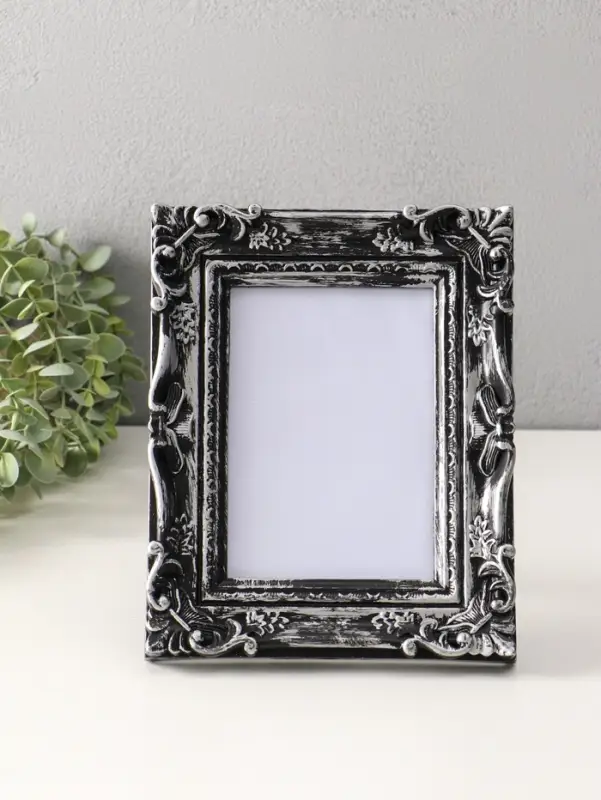 Фоторамка пластик 13х18 см "Узорная" тёмное серебро 19х23,8 см