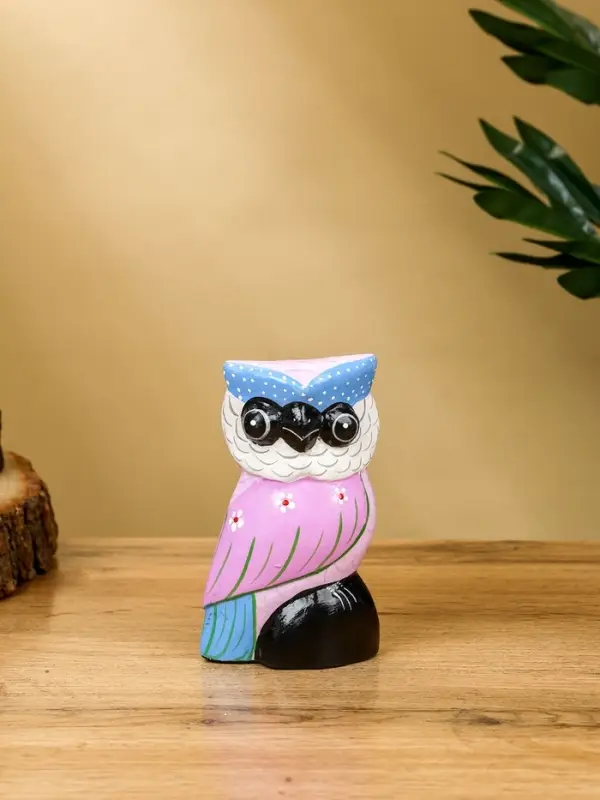 Набор сувенирный «Совы», h=17 см, h=14.5 см, h=11 см, дерево, сиреневый