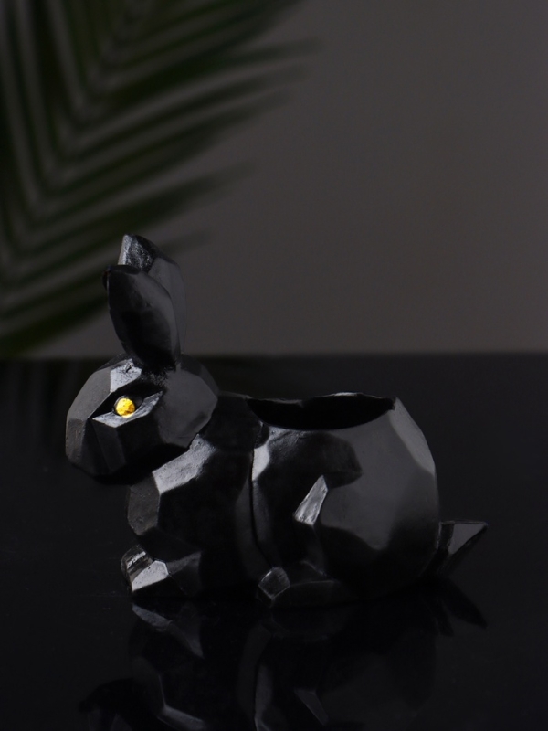 Подсвечник "Заяц геометрический" 8х7х5 см, чёрный