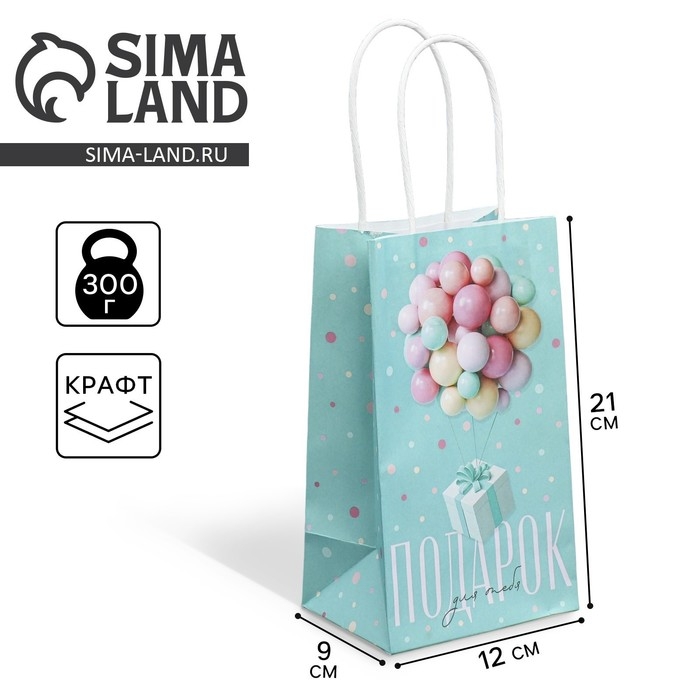 Пакет подарочный крафтовый, упаковка, «Подарок для тебя», 12 х 21 х 9 см Пакет подарочный крафтовый, упаковка, «Подарок для тебя», 12 х 21 х 9 см