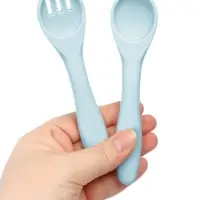 Посуда детская силиконовая, 7 предметов, голубой, Крошка Я
