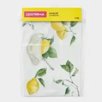Салфетки сервировочные на стол Доляна &laquo;Лимоны&raquo;, 4 шт., 45&times;30 см, белые