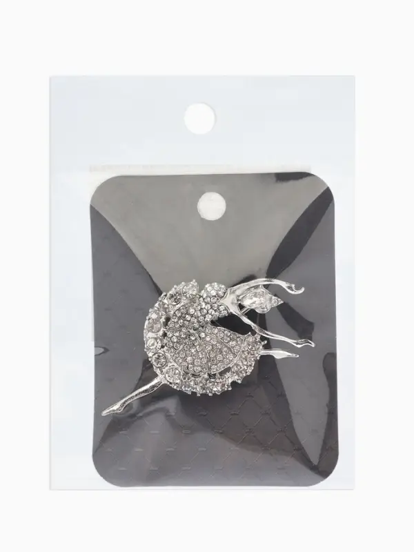 Брошь &laquo;Балерина&raquo;, белая в серебре