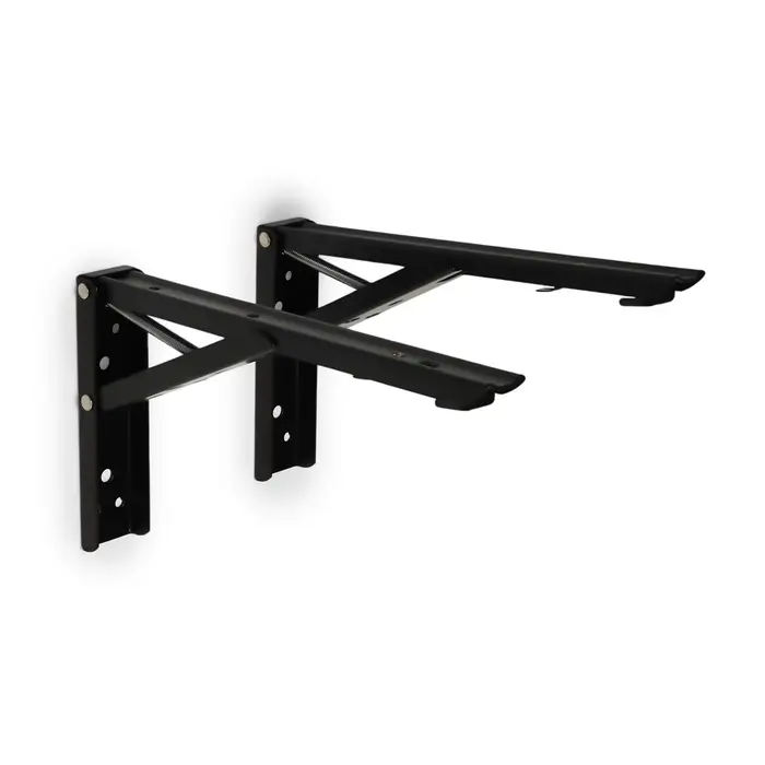 Кронштейн складной для столов и полок ТУНДРА, F001, 2 шт., длина 250 мм, сталь, черный