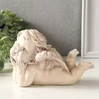 Статуэтка "Ангел на локтях" 11х18х9 см , состаренный эффект, слоновая кость,