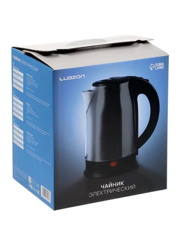 Чайник электрический Luazon LSK-1803, металл, 1.8 л, 1800 Вт, серебристо-чёрный