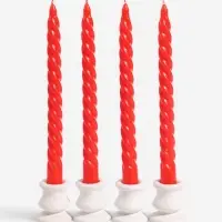 Свечи витые 2.2&times;25.5 см, набор 4 шт., красные